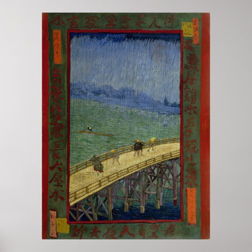 Bridge in Rain after Hiroshige by Vincent Van Gogh Poster