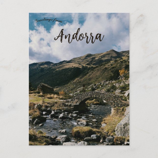Bridge in the Incles Valley of Andorra Postcard (Front)