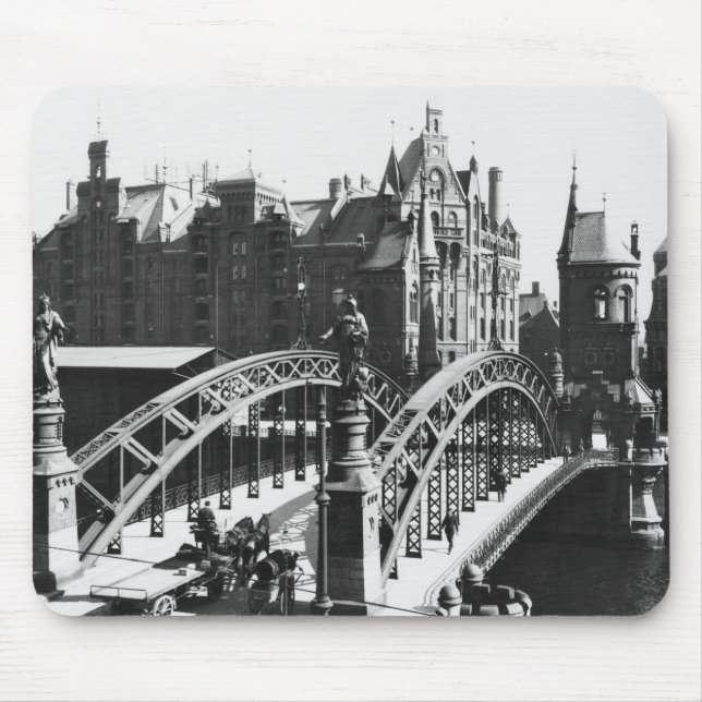 Bridge in the Speicherstadt  Hamburg, c.1910 Mouse Pad (Front)