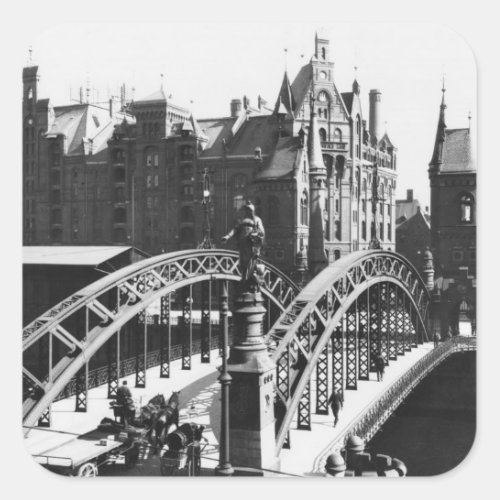 Bridge in the Speicherstadt  Hamburg c1910 Square Sticker