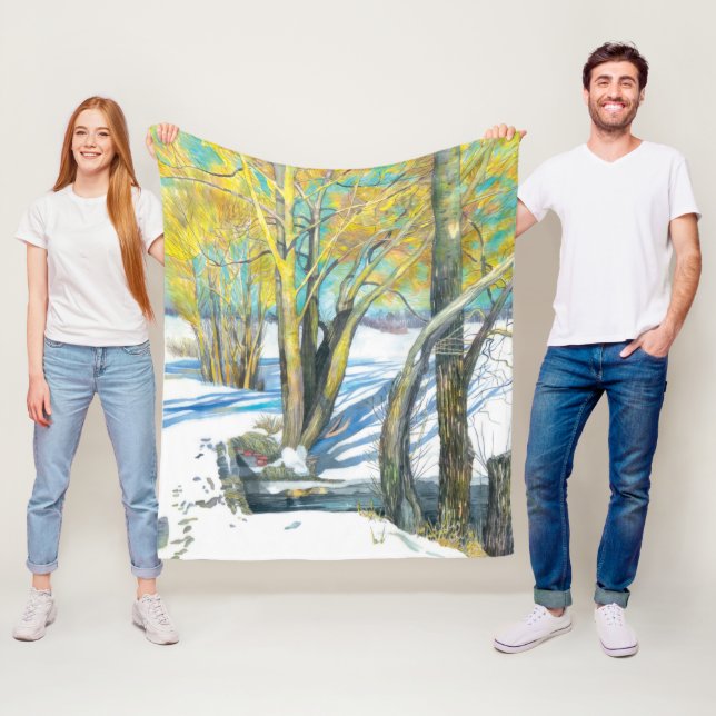 bridge in the winter fleece blanket (In Situ)