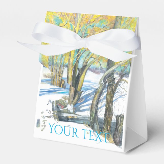 bridge in the winter Watercol painting Favor Boxes (Front Side)