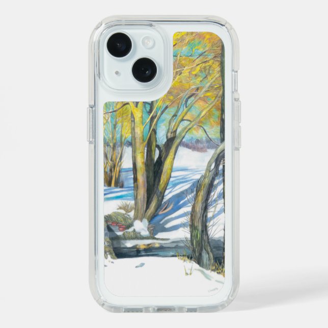 bridge in the winter Watercol painting Speck iPhone Case (Front (Blue))