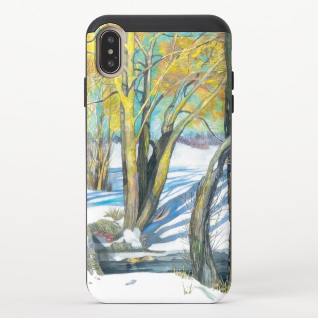 bridge in the winter Watercol painting Uncommon iPhone Case (Back)