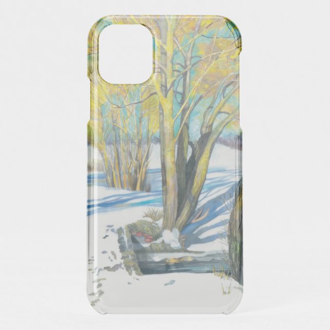 bridge in the winter Watercol painting Uncommon iPhone Case (Back)