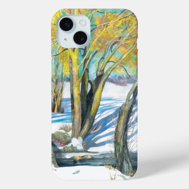 bridge in the winter Watercolor Case-Mate iPhone Case (Back)