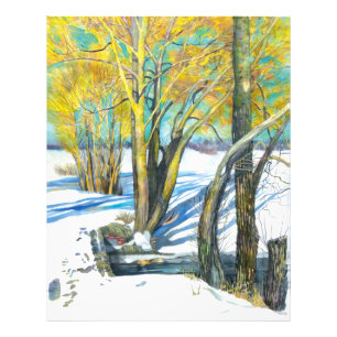 Bridge in the winter Watercolor painting Photo Print