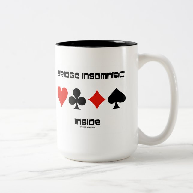 Bridge Insomniac Inside (Four Card Suits) Two-Tone Coffee Mug (Right)