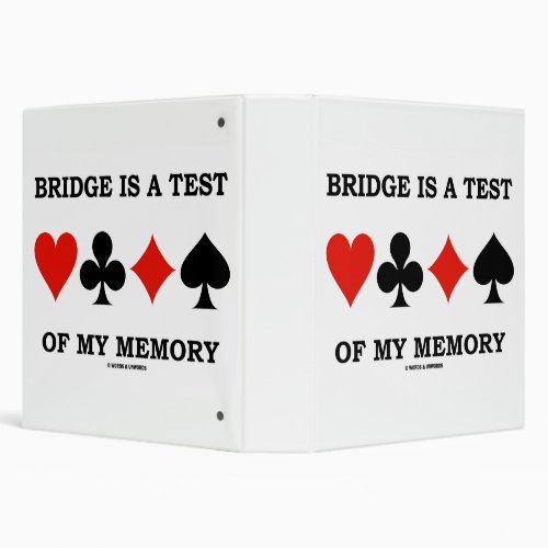 Bridge Is A Test Of My Memory Four Card Suits Binder