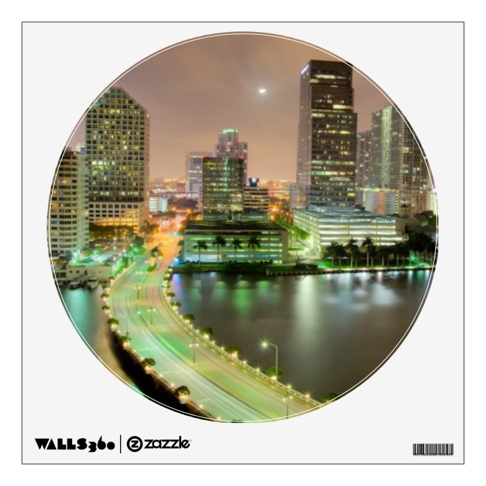 Bridge leads across waterway to downtown Miami Room Decal