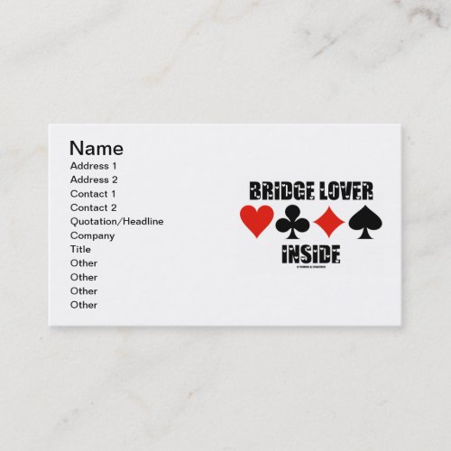 Bridge Lover Inside Duplicate Bridge Attitude Business Card