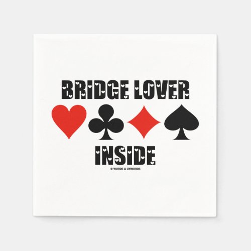 Bridge Lover Inside Four Card Suits Humor Napkins
