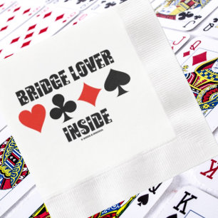 Bridge Lover Inside Four Card Suits Humor Napkins