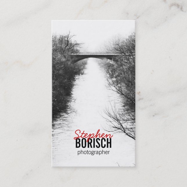 Bridge Minimalistic BW Photo Business Card (Front)