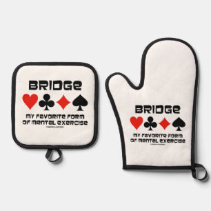 Bridge My Favorite Form Of Mental Exercise 4 Suits Oven Mitt & Pot Holder Set