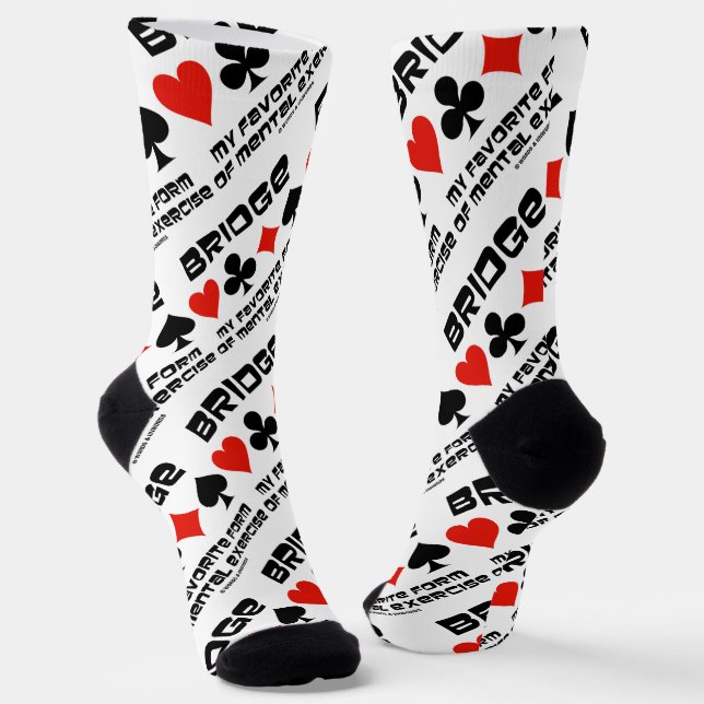 Bridge My Favorite Form Of Mental Exercise 4 Suits Socks (Angled)