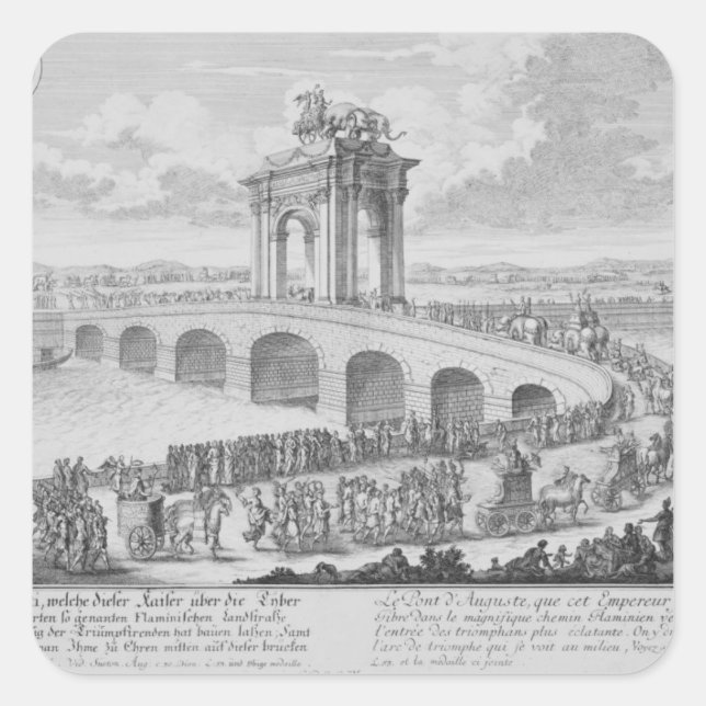 Bridge of Augustus on Via Flaminia, near Rimini, I Square Sticker (Front)