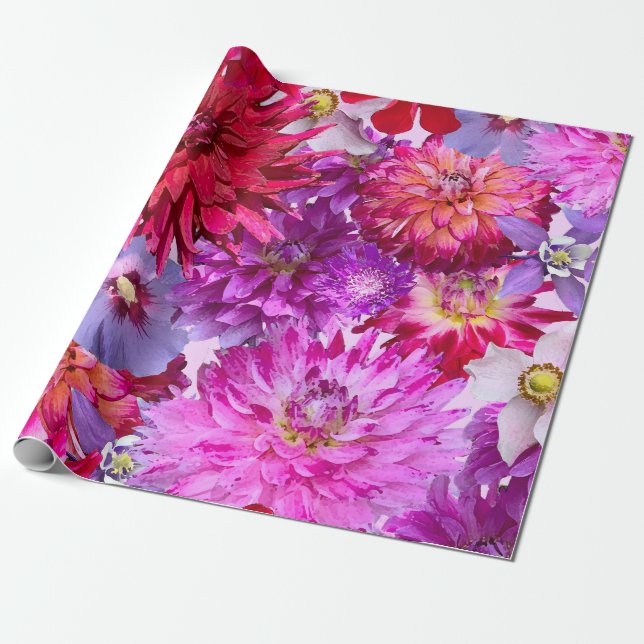 Bridge of Flowers - large format, pink flowers,  Wrapping Paper (Unrolled)