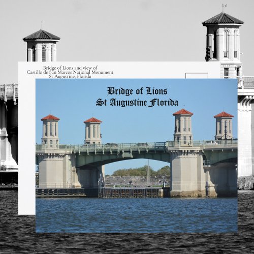 Bridge of Lions St Augustine Florida Travel Postcard