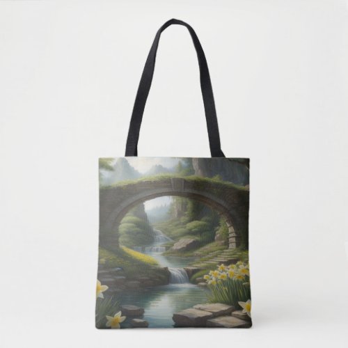 Bridge Of Serenity Daffodil Creek  Tote Bag