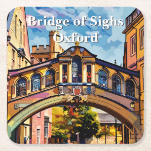 Bridge of Sighs in Oxford Gouache Painting Square Paper Coaster