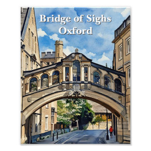Bridge of Sighs in Oxford Watercolor Painting Photo Print