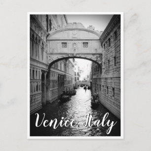 Bridge of Sighs, Venice Italy Black & White Photo Postcard