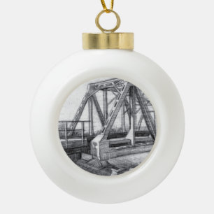 Bridge old ceramic ball christmas ornament