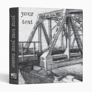 Bridge old pencilart  Monochrome Black & White 3 Ring Binder