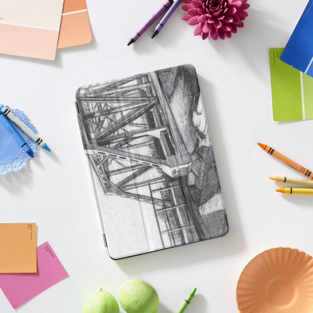 Bridge old pencilart  Monochrome iPad Pro Cover (Desk)