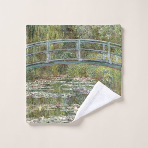 Bridge over a Pond of Water Lilies by Claude Monet Wash Cloth