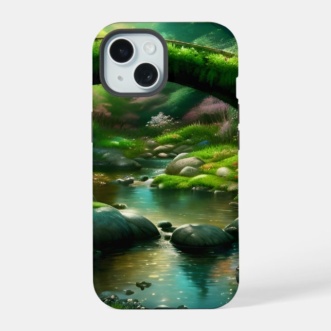 Bridge over a stream in the forest. 1 iphone case (Back)