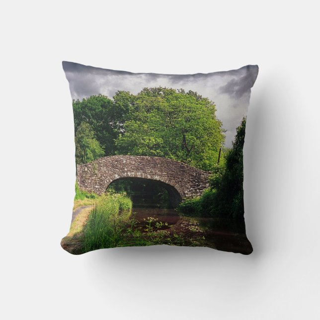 Bridge over Canal at Brecon, Wales Throw Pillow (Front)
