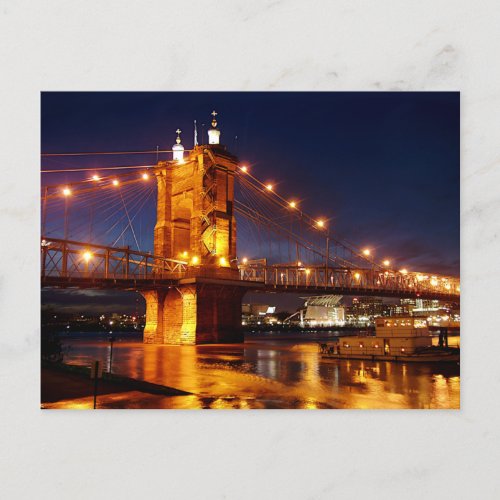 Bridge over Ohio River in Cincinnati Ohio  Postcard