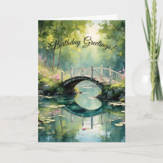 Bridge Over the Lily Pond Birthday Card