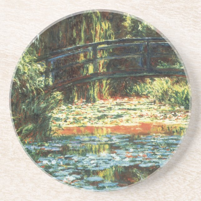 Bridge Over the Waterlily Pond by Claude Monet Drink Coaster (Front)