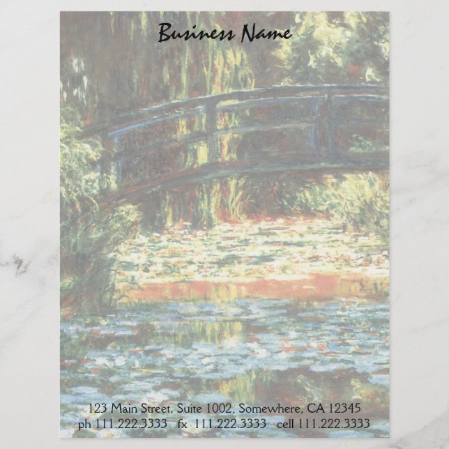 Bridge Over the Waterlily Pond by Claude Monet Letterhead (Front)