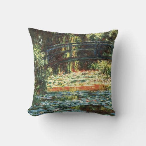 Bridge Over the Waterlily Pond by Claude Monet Throw Pillow