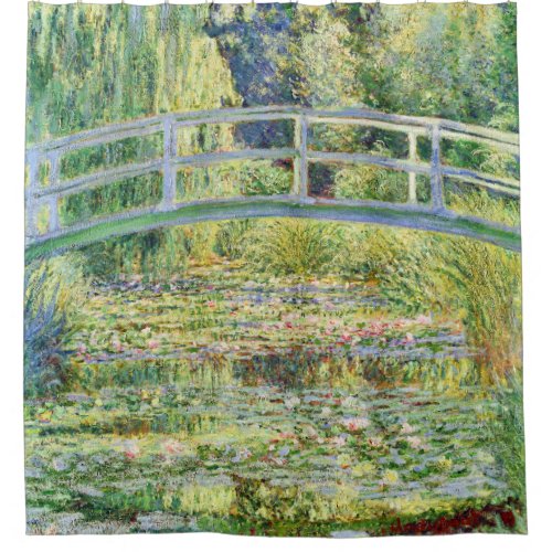 Bridge Over Water Lily Pond Shower Curtain