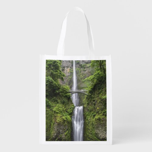 Bridge over Waterfall Landscape Grocery Bag