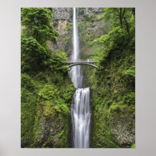 Bridge over Waterfall Landscape Poster
