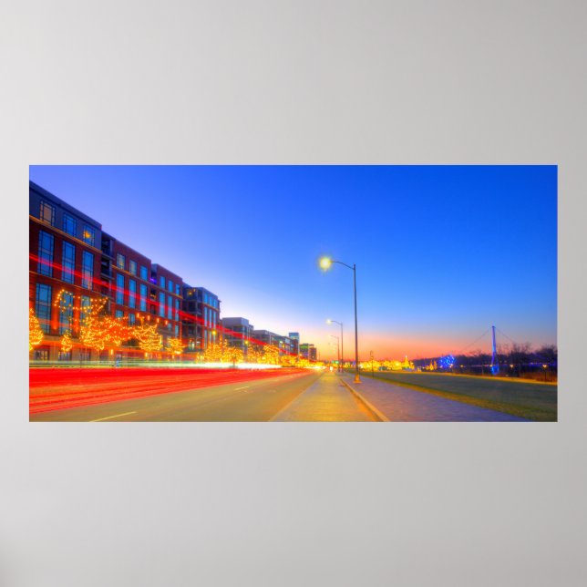 Bridge Park During Christmas, Dublin, Ohio Poster (Front)