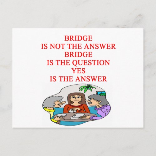 bridge player design postcard