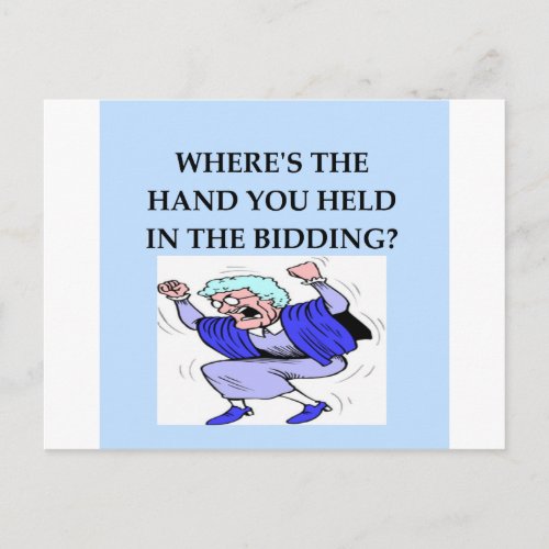 bridge player joke postcard