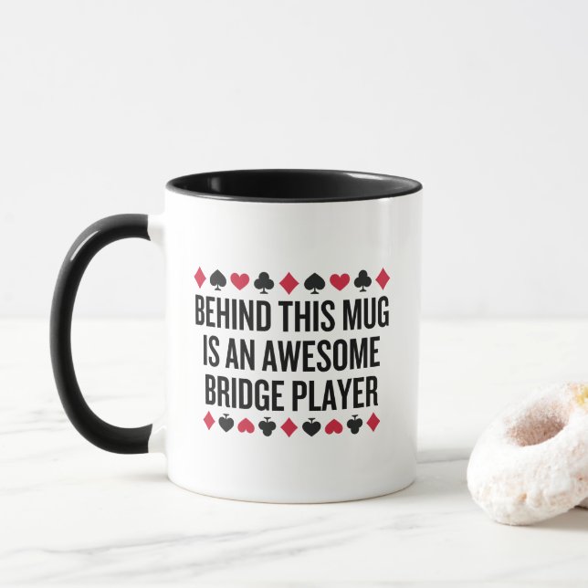 Bridge Player Mug - Awesome Card Game Gift (With Donut)