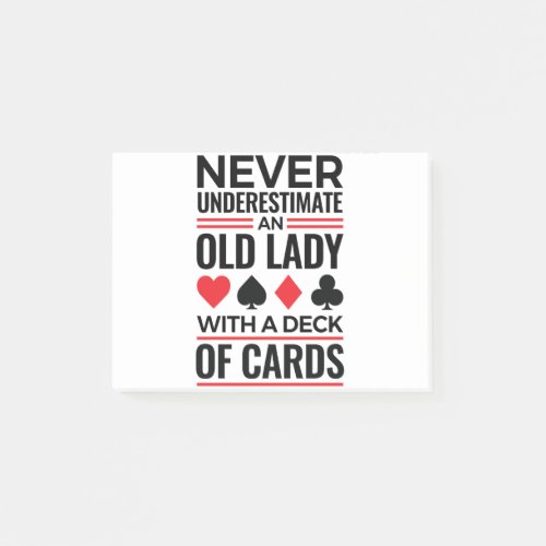 Bridge Player Never Underestimate Old Lady Cards Post_it Notes