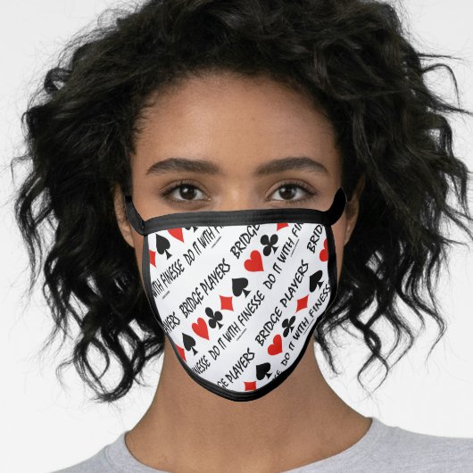 Bridge Players Do It With Finesse Four Card Suits Face Mask (Worn Her)