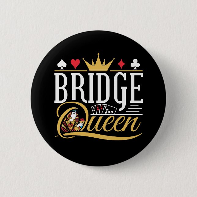 Bridge Queen Card Game Women Button (Front)