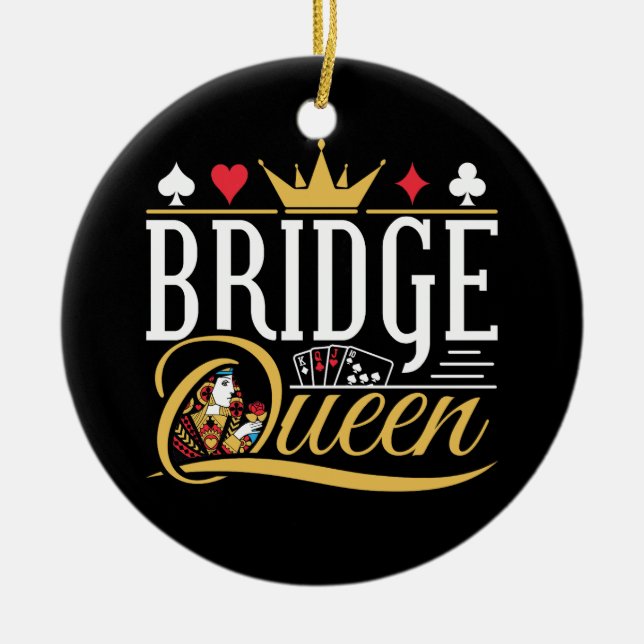 Bridge Queen Card Game Women Ceramic Ornament (Front)