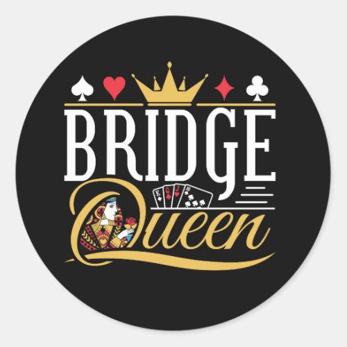 Bridge Queen Card Game Women Classic Round Sticker